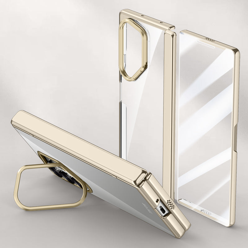 For Samsung Galaxy Z Fold6 5G Kickstand Case PC+Acrylic Clear Phone Cover with HD Screen Film - Titanium Grey For Samsung Galaxy Z Fold6 5G Kickstand Case PC+Acrylic Clear Phone Cover with HD Screen Film - Titanium Grey